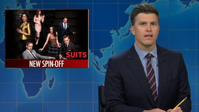 Colin Jost during Weekend Update on 'SNL'