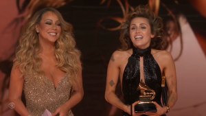 Mariah Carey and Miley Cyrus at the Grammys