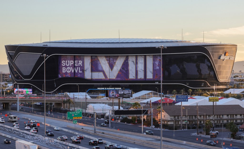 Allegiant Stadium in Las Vegas, site of Super Bowl LVIII on February 11